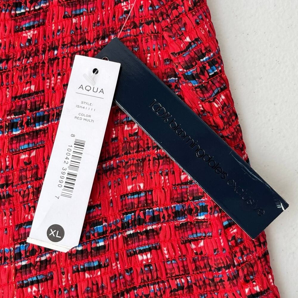 Aqua x Pendleton Bloomingdales Exclusive Skirt Women's XL Red Mini Smocked NEW - Picture 8 of 10